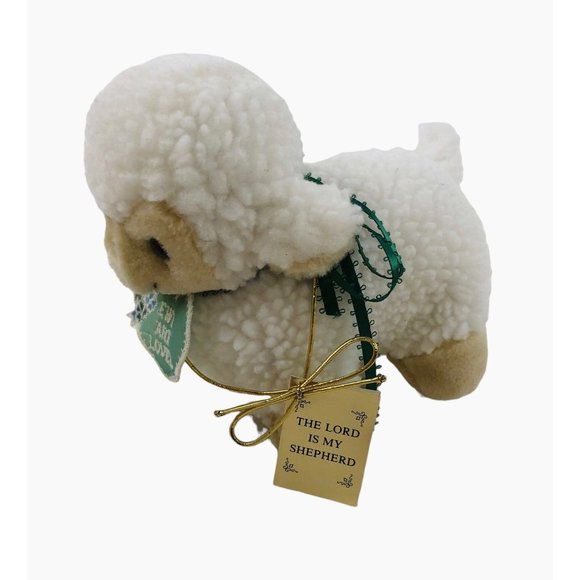 Lamb Plush Heart Tag Ewe Are Loved Stuffed Animal Green Bow Sherpa Easter - Picture 5 of 10